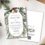Winter Gräs Forest Bröllop med QR Code OSA Inbjudningar<br><div class="desc">Laga magin i ett vinterbröllop med vår Elegant Forest Winter Gräs och White Blommigt Wedding Invation. Inbjudan är förberett med exquisitera vita blommigtar med vattenfärg och känsliga gräs-koner och badkar, och kommer säkert att tilltala dina gäster. Dess unika egenskap - en QR-OSA på baksidan på Bröllop webbplats, integrerar tradition med...</div>