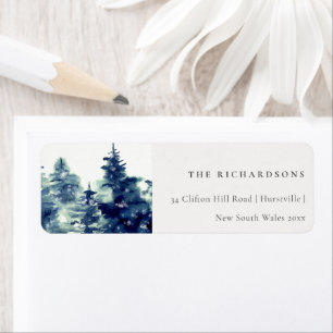 Winter Gräs Forest Snowfall Watercolor Adress Returadress Etikett