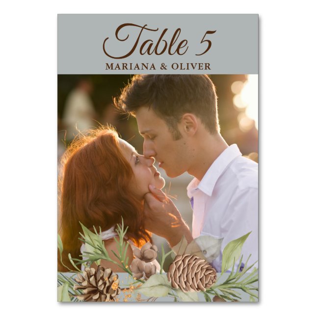 Winter Gräs Grått Bröllop Bordsnummer (Framsidan)