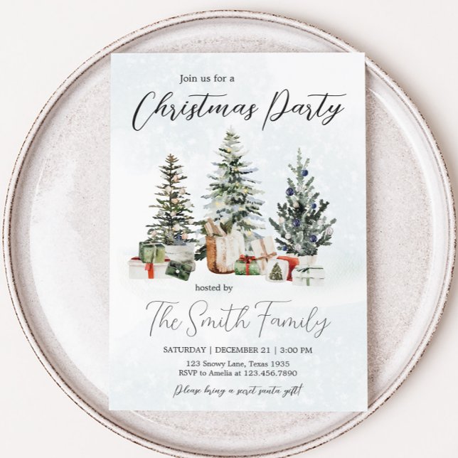 Winter Gräs jul Party Inbjudningar (Winter Wonderland Pine Tree Christmas Party Invitation )