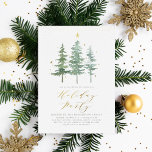 Winter Gräs | Julinbjudan Julfest Julkort<br><div class="desc">Inbjudan er julfest gäster i stil med denna julfest som kallas för gräs! Utformningen har en vattenfärgad illustration med tre gräs träd som är dekorerade med stjärnor. Din händelseinformation visas nedan med "Julfest" i chic guld. Längst upp i inbjudan finns faux guld glitter. Kortets baksida är en snöskog i gräs...</div>