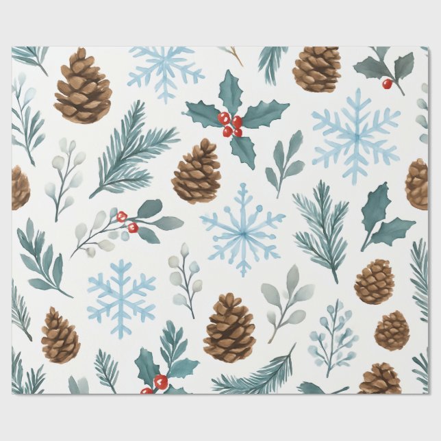 Winter Gräs & Snöflingor Gift Wrap Presentpapper (Platt)