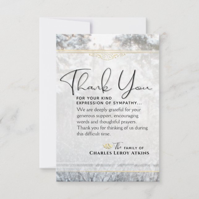 Winter Gräs Träd 3.5x5 Sympati - tackkort Tack Kort (Framsida)