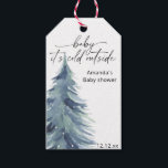 Winter gräs träd - baby är det kall utanför presentetikett<br><div class="desc">Helgdag Julgran. Genusneutralt stil. Utformningen har ett modernt calligraphy-skript,  snöflingor-stjärnor och vattenfärgsskog träd. Matchande objekt är tillgängliga.</div>