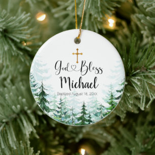 Winter Gräs Träd Baptism Ornament Välsigna dig