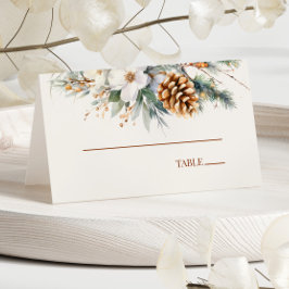 Winter Gräs Träd Flowers Blommigt Bröllop Placeringskort