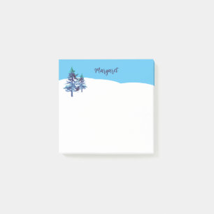 Winter Gräs Träd Hand-Illustrated Watercolor Post-it Block
