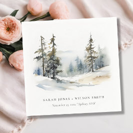 Winter Gräs Träd Snö landskapet Watercolor Bröllop Pappersservett