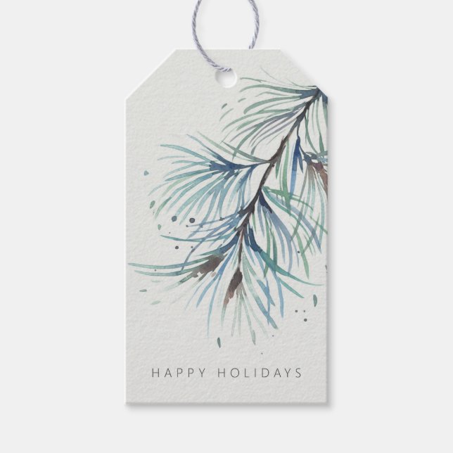 Winter Gräs Watercolor Helgdag Presentetikett (Framsidan)