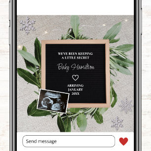 Winter Gravid Little Secret Snowflake Sonogram Meddelande