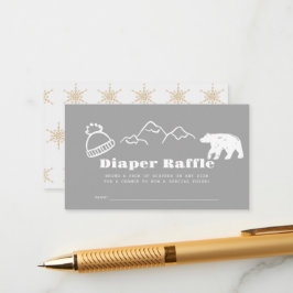 Winter Gray Hand-Drawn Baby Diaper Raffle Ticket Tilläggskort