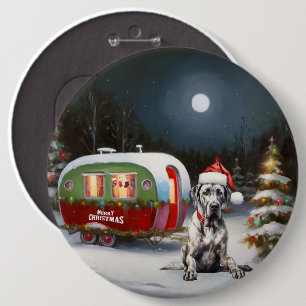 Winter Great dane Caravan jul Äventyr Knapp