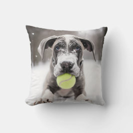 🐕 Winter Great dane valp med 🎾 tennis bollar Kudde