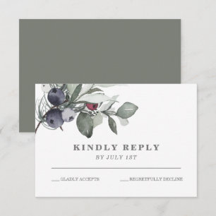 Winter Greenery and Berries bröllop OSA Card Kort