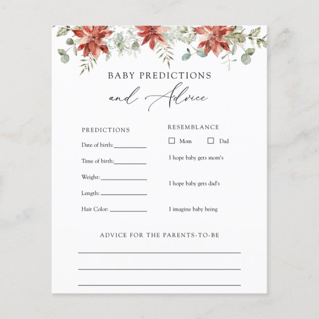 Winter Greenery Baby Advice and PredicCard (Framsida)