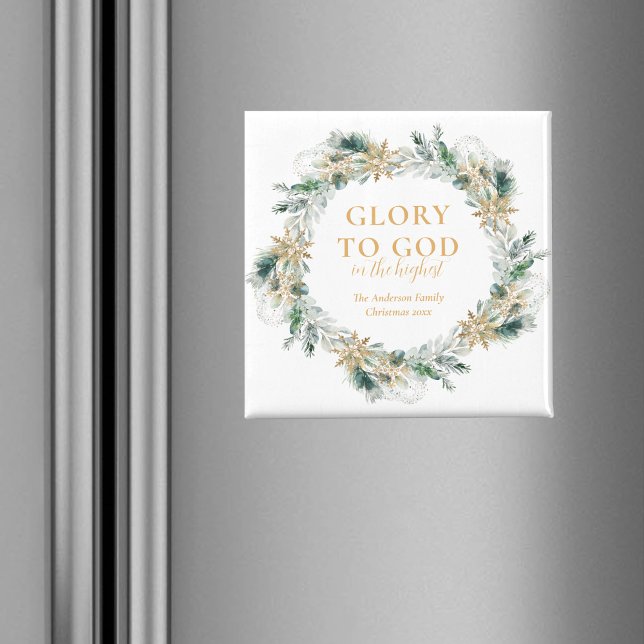 Winter Greenery Bible Verse Religiösa jul Magnet (Religious Christmas magnet with winter greenery. Perfect as a stucking stuffer, gift basket item.)