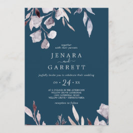 Winter Greenery | Blå Avslappnad Bröllop Inbjudningar