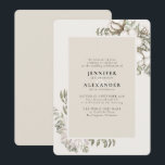 Winter Greenery Blommigt Ivory Cream Bröllop Inbjudningar<br><div class="desc">Elegant Vinterbröllopsinbjudan med en vattenfärg evergreen grey med vita blommor och poinsettia runt ram</div>