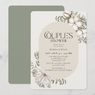 Winter Greenery Blommigt Oval Couples Shower Inbjudningar