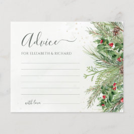 Winter Greenery Botanical Bröllop Advice Card