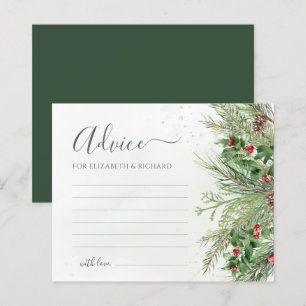 Winter Greenery Botanical Bröllop Advice Card