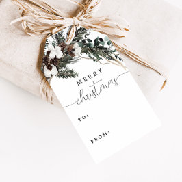 Winter Greenery Bouquet Juletiketters Presentetikett