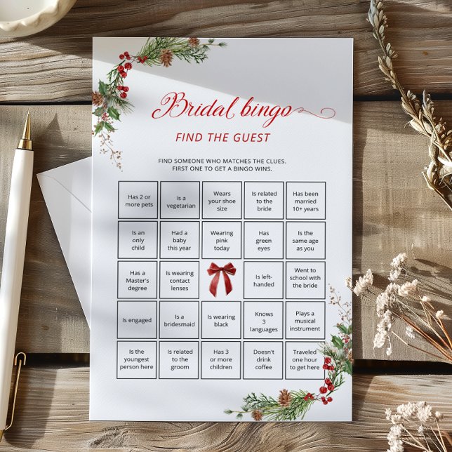 Winter Greenery Bridal Bingo Find the Guest game (Skapare uppladdad)