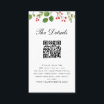 Winter Greenery Bröllop-informationskort med QR-ko Placeringskort<br><div class="desc">Elegant,  kort för grönt vinterinneslutning i Bröllop,  med kort för QR-kod,  med handmålning. Matchande objekt är tillgängliga. Perfekt för vinterbröllop.</div>