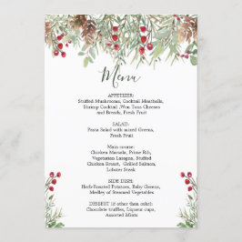 Winter Greenery Bröllop jul Menu Meny