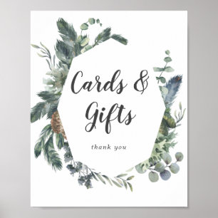 Winter Greenery Bröllopskort och Gifts Sign Poster