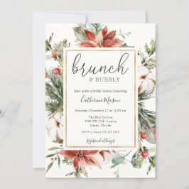 Winter Greenery Brunch och Bubly Möhippa Inbjudningar