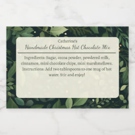 Winter Greenery Christmas Hot Chocolate Mix Mat Etiketter
