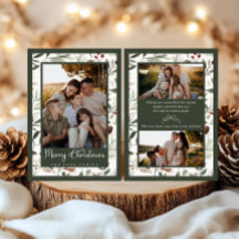 Winter Greenery Christmas Photo Holiday Card