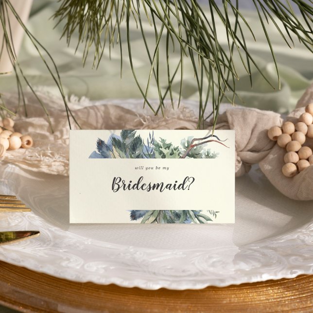 Winter Greenery | Du kommer att bli min bridesmaid Anteckningskort (Skapare uppladdad)