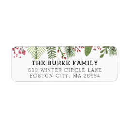 Winter Greenery Foliage Returadress Etikett