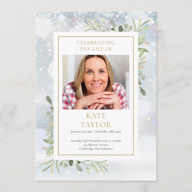 Winter Greenery Funeral Order Program (Framsida)