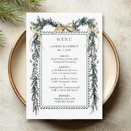 Winter Greenery Garland Wedding Gold & Green Meny