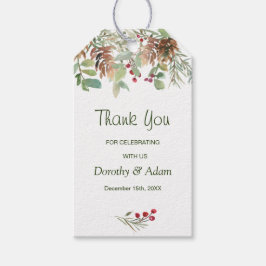 Winter Greenery Gräs Bröllop Tack Presentetikett