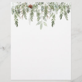 Winter Greenery Gräs Cone Snö Letterhead Brevhuvud