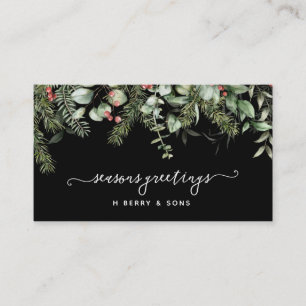 Winter Greenery Gräs och Berries Helgdag Business Visitkort
