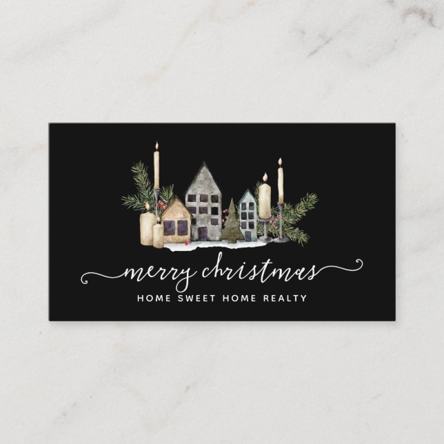 Winter Greenery Gräs och Berries Helgdag Business Visitkort (Framsida)