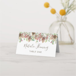 Winter Greenery Gräs Red Berry jul Bröllop Placeringskort