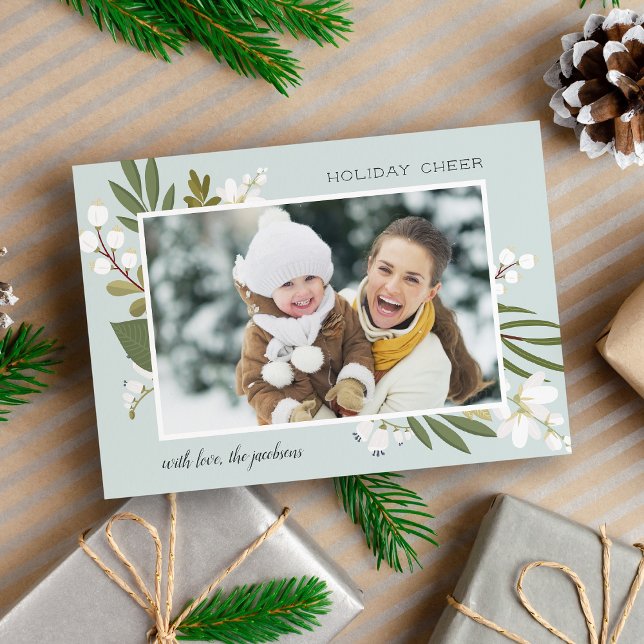 Winter Greenery | Helgdag Cheer Photo Card Julkort (Skapare uppladdad)