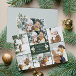 Winter Greenery | Helgdag-fotokort Julkort<br><div class="desc">Elegantens botaniska helgdag-fotokort innehåller sex av dina favoritfoton i en geometrisk kollagelayout. "Merry" eller din anpassningsbar i kort Julhälsningar i mitten,  med två sprickor av vita blommor på djupet av jaktens grönt. Anpassa till namn och lägg till ytterligare ett foto på baksidan tillsammans med året.</div>