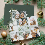 Winter Greenery | Helgdag-fotokort Julkort<br><div class="desc">Elegantens botaniska helgdag-fotokort innehåller sex av dina favoritfoton i en geometrisk kollagelayout. "JOY" eller din anpassningsbar kort Julhälsningar i mitten,  och med två grönt oliver grenar på blekens bakgrund. Anpassa till namn och lägg till ytterligare ett foto på baksidan tillsammans med året.</div>