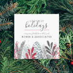 Winter Greenery Helgdag Fyrkantigt Visitkort<br><div class="desc">Fira säsongen med det här vackra affärskortet för design för alla företag att tacka dig. Kortet har helgdag vinter-grönt blad av bär,  löv och pinecon. Anpassa med ditt speciella budskap och företaget namn. Ett unikt sätt att visa tacksamhet denna säsong.</div>