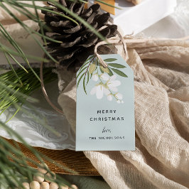 Winter Greenery Helgdag Presentetikett
