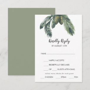 Winter Greenery Menu Choice Bröllop OSA Card Kort