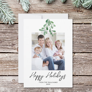 Winter Greenery Mistletoe Glad helg Photo Julkort