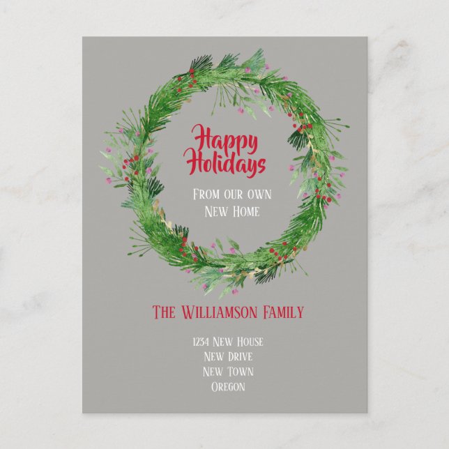 Winter Greenery New Home Glad helg Vykort (Framsida)